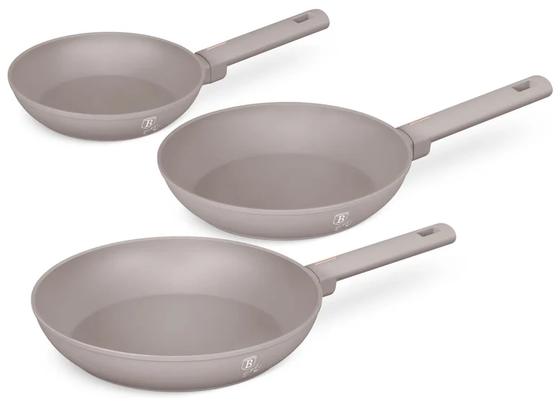 BerlingerHaus Bratpfannenset Taupe 3-Teilig - ø 20, 24 & 28 cm - geeignet für alle Wärmequellen - Standard Antihaftbeschichtung