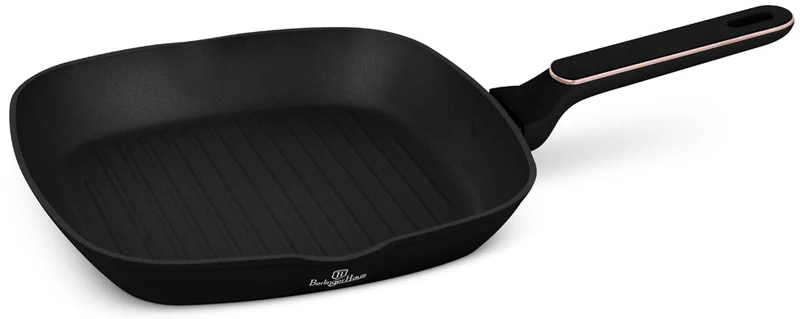 BerlingerHaus Grillpfanne Schwarz Roségold 28 x 28 cm - geeignet für alle Wärmequellen - Standard Antihaftbeschichtung