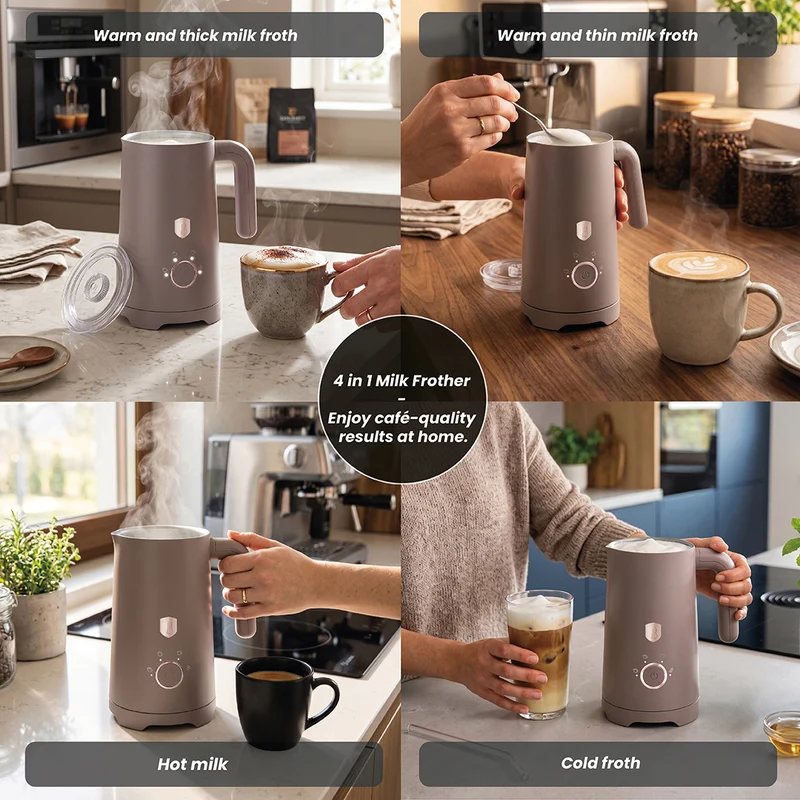 BerlingerHaus Elektrischer Milchaufschäumer 4-in-1 Taupe - 160 ml