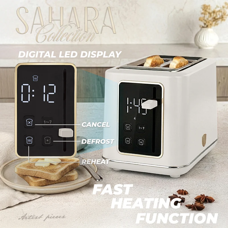 BerlingerHaus Toaster Digital Matt Creme - 2 Schlitze - 870W
