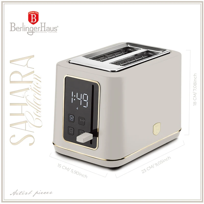 BerlingerHaus Toaster Digital Matt Creme - 2 Schlitze - 870W