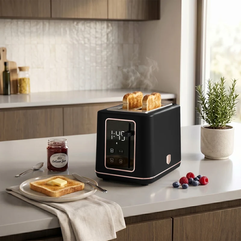 BerlingerHaus Toaster Digital Schwarz Roségold - 2 Schlitze - 870W