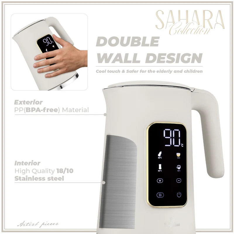 BerlingerHaus Wasserkocher Digital Matt Creme - Temperatureinstellung - 1.7 Liter - 2200W