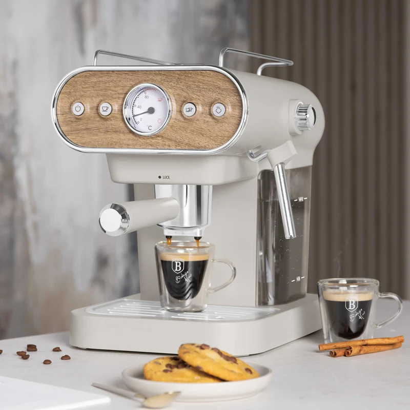 BerlingerHaus Espressomaschine / Siebträgermaschine Digital Matt Creme - 3-in-1 - 20 Bar - 1,0 Liter