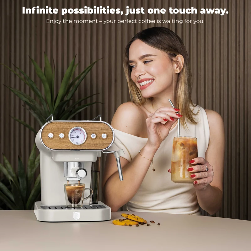 BerlingerHaus Espressomaschine / Siebträgermaschine Digital Matt Creme - 3-in-1 - 20 Bar - 1,0 Liter