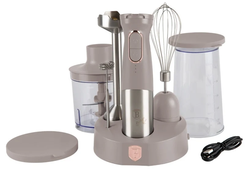 BerlingerHaus Kabelloses Stabmixer Set Matt Taupe – 6-in-1 – 800 W