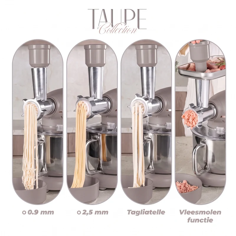 BerlingerHaus Multifunktionale Küchenmaschine Taupe - 4-in-1 - 1500W