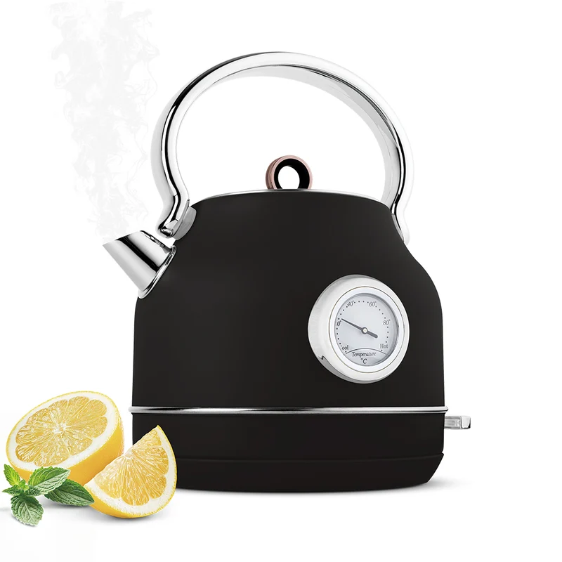 BerlingerHaus Wasserkocher Schwarz Roségold - mit Thermometer - 1,7 Liter - 2200W