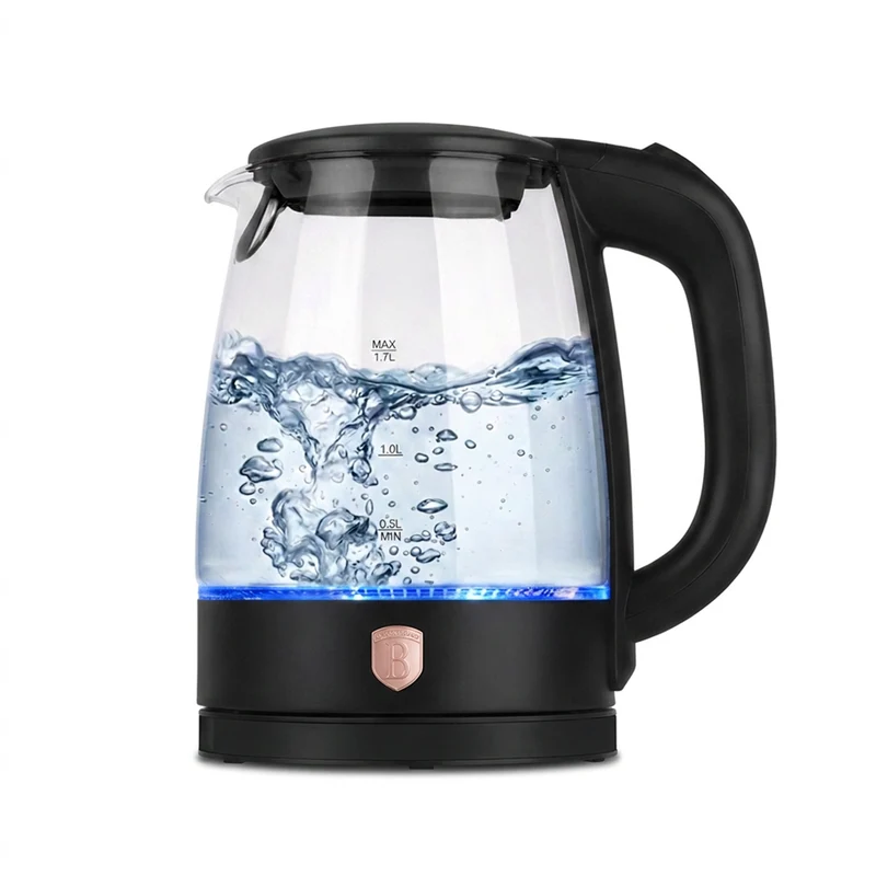 BerlingerHaus Wasserkocher Glas Schwarz Roségold - 1,7 Liter - 2200W