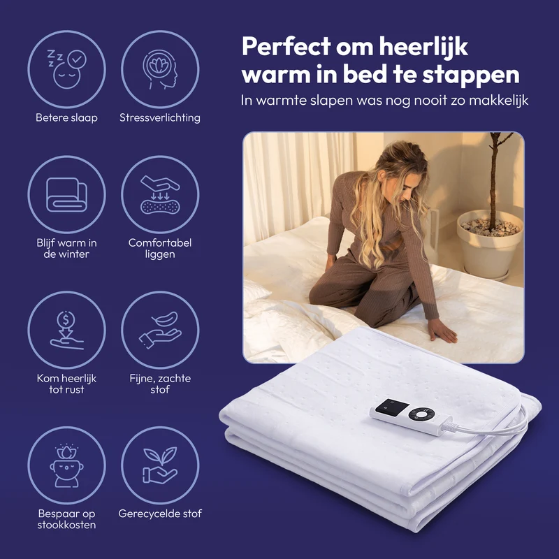 Elektrische onderdeken met voorverwarmfunctie – 190x80 cm
