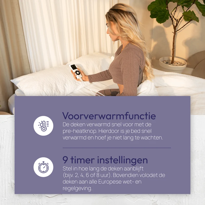 Elektrische onderdeken met voorverwarmfunctie – 190x80 cm