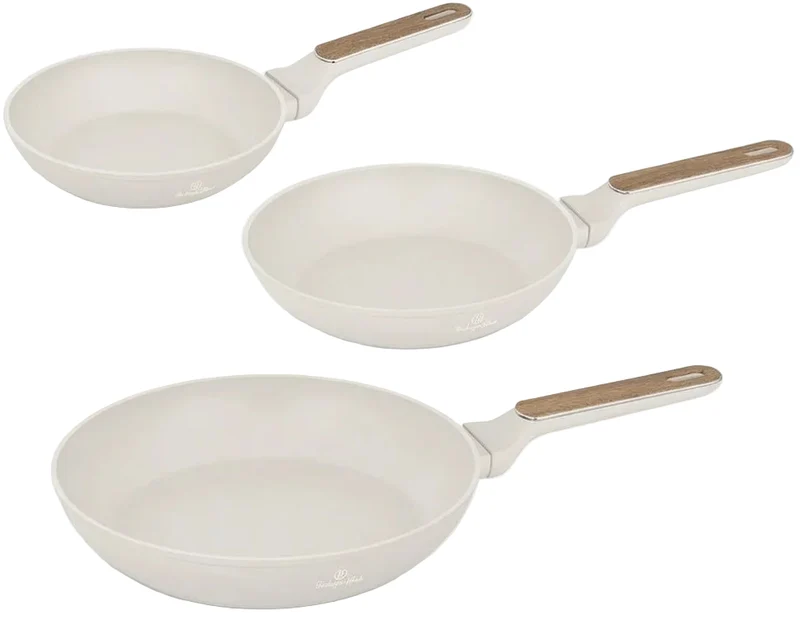 BerlingerHaus Bratpfannenset Nordic Mat Crème 3-Teilig - ø 20, 24 & 28 cm - geeignet für alle Wärmequellen - Standard Antihaftbeschichtung