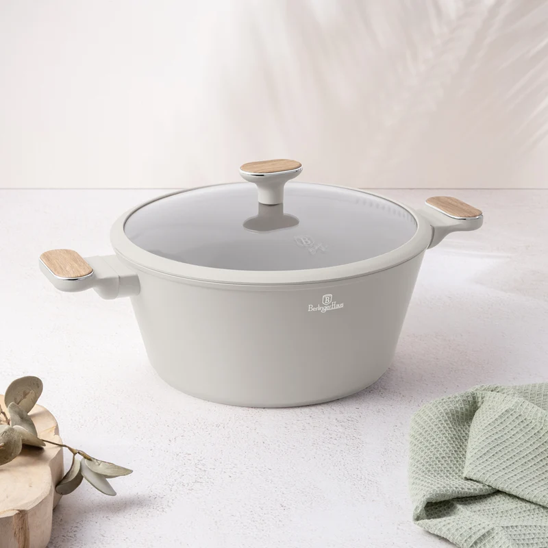 BerlingerHaus Topfset Nordic Matt Crème 11-Teilig - Kochtopf ø 20, 24, 28 cm, Bratpfanne ø 24, 28 cm & Stielkasserolle ø 16 cm - geeignet für alle Wärmequellen