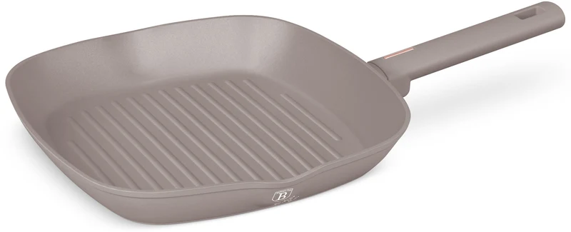 BerlingerHaus Grillpfanne Matt Taupe 28 x 28 cm - geeignet für alle Wärmequellen - Standard Antihaftbeschichtung