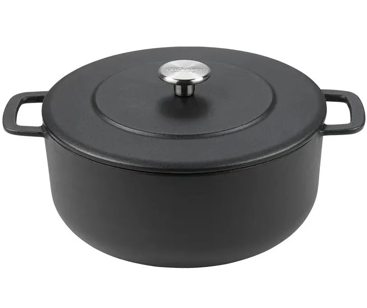 Combekk Bräter mit Deckel Gusseisen Schwarz ø 24 cm / 3,8 Liter - emaillierte Antihaftbeschichtung