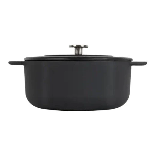 Combekk Bräter mit Deckel Gusseisen Schwarz ø 24 cm / 3,8 Liter - emaillierte Antihaftbeschichtung