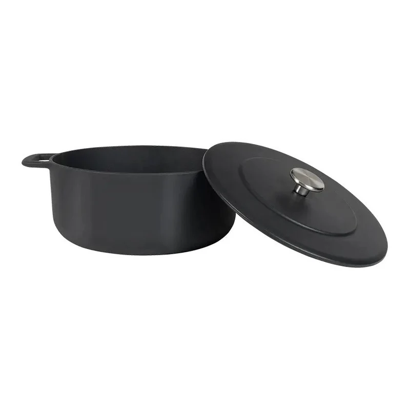 Combekk Bräter mit Deckel Gusseisen Schwarz ø 24 cm / 3,8 Liter - emaillierte Antihaftbeschichtung