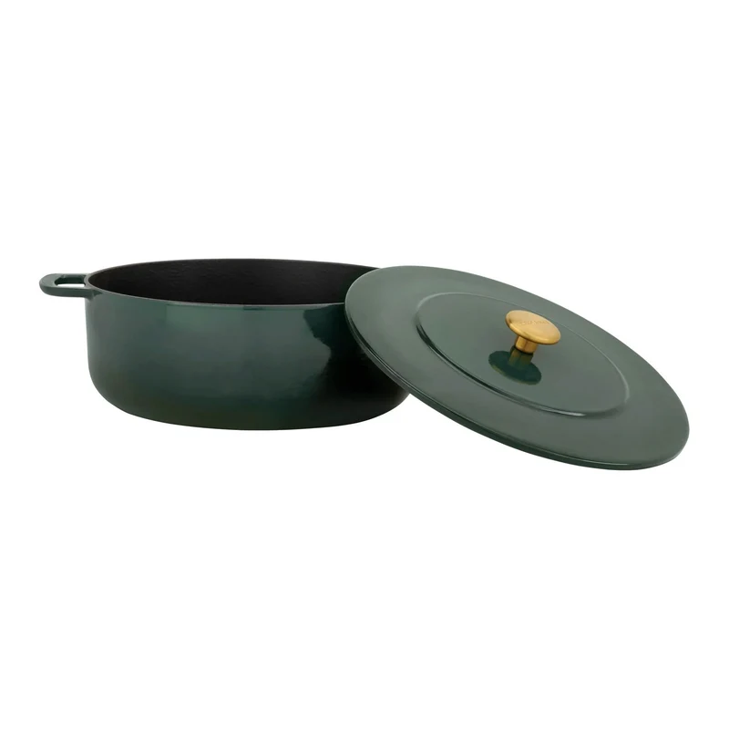 Combekk Bräter mit Deckel Gusseisen Holly Green ø 28 cm / 5,3 Liter - emaillierte Antihaftbeschichtung
