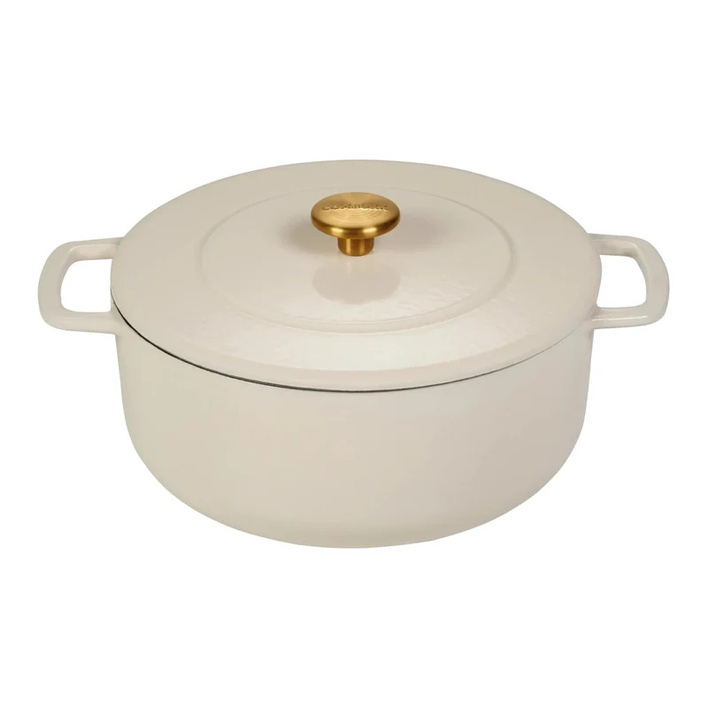 Combekk Bräter mit Deckel Gusseisen Sand ø 24 cm / 3,8 Liter - emaillierte Antihaftbeschichtung