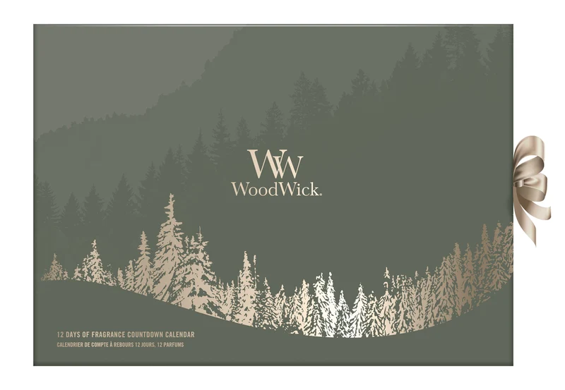 WoodWick Adventskalender 12 Days of Fragrance - 12 Stück - Duftkerze im Glas - Holzdocht