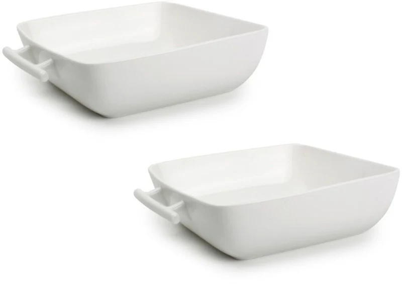 BonBistro Yong Squito Auflaufformen - 19 x 19 x 6 cm / 1,4 Liter - Weiß - 2er-Pack