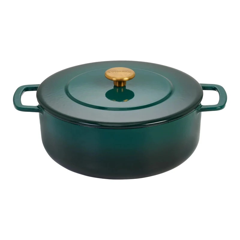 Combekk Bräter mit Deckel Gusseisen Holly Green ø 24 cm / 3,8 Liter - emaillierte Antihaftbeschichtung