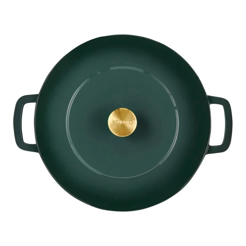 Combekk Bräter mit Deckel Gusseisen Holly Green ø 24 cm / 3,8 Liter - emaillierte Antihaftbeschichtung