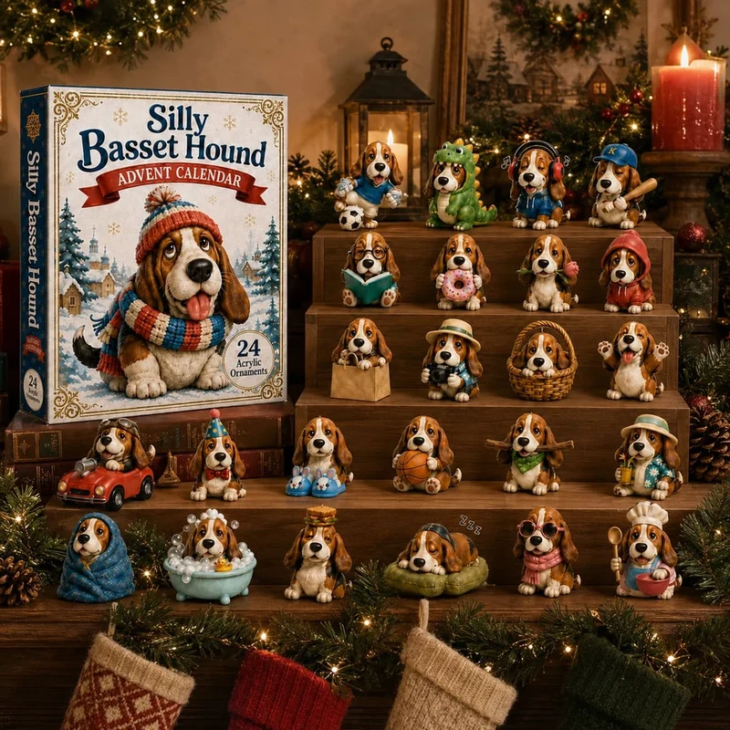 Dwaze Basset Hound Adventskalender 2026 – 24 Dagen Vol Verrassingen