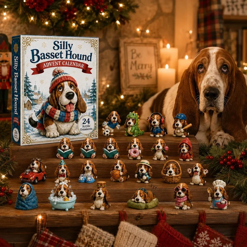 Dwaze Basset Hound Adventskalender 2026 – 24 Dagen Vol Verrassingen