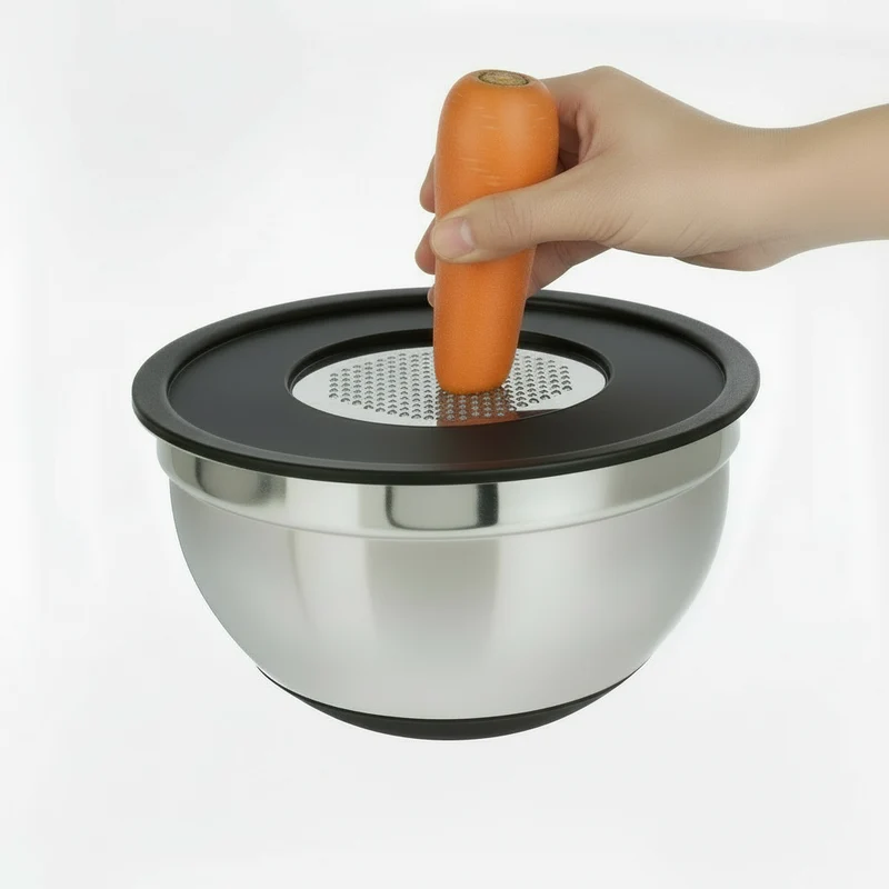 Cookinglife Rührschüssel aus Edelstahl + 3 Reiben – 25,5 x 14 cm