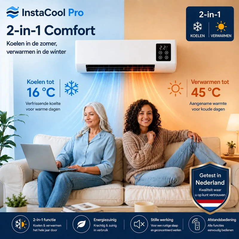 Mobiele Airco & Verwarming 2-in-1 – Zonder Installatie, tot 51 m²