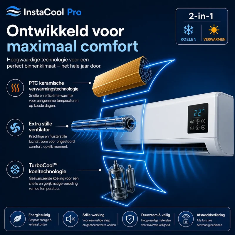 Mobiele Airco & Verwarming 2-in-1 – Zonder Installatie, tot 51 m²