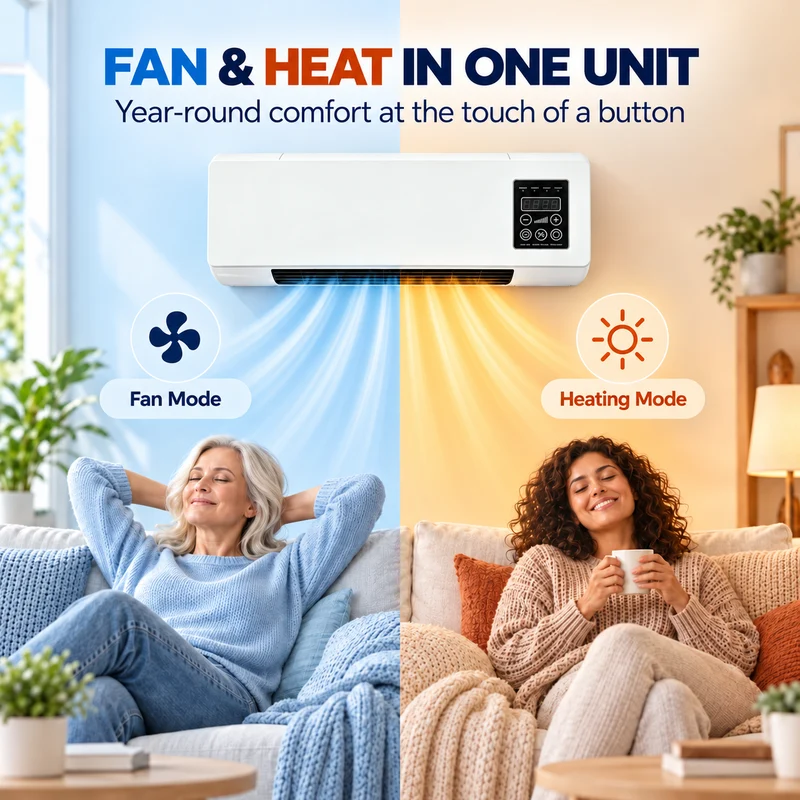 Wandairco & Verwarming 2-in-1 – Wandgemonteerde Airconditioner met Afstandsbediening