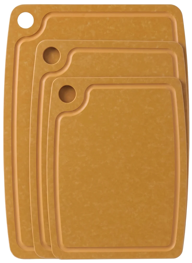 Hendi Snijplankenset antislip - vaatwasserbestendig - bruin houtvezel - 3-delig