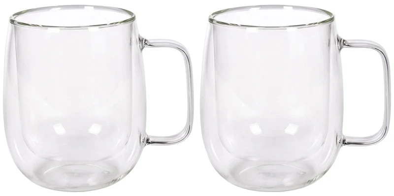 Cookinglife Doppelwandige Latte Macchiato- / Teegläser mit Henkel - 400 ml - 2 Stück