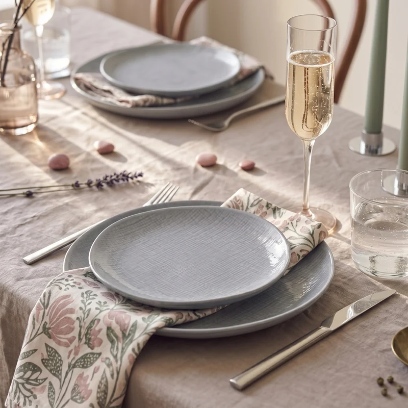 Cookinglife Frühstücksteller / Dessertteller Linen Grey ø 21 cm – 6 Stück