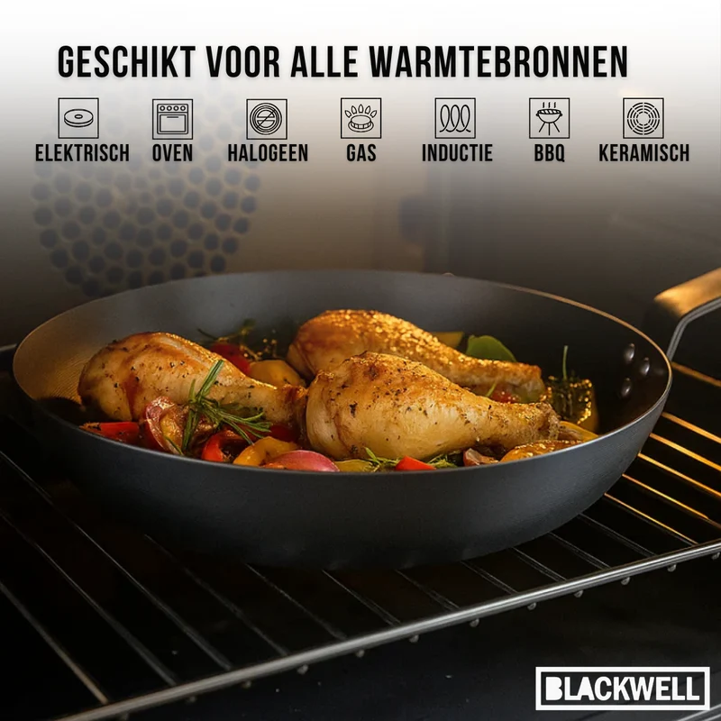 Blackwell Bratpfannenset Carbonstahl Ø 24 und 28 cm – geeignet für alle Wärmequellen – ohne Antihaftbeschichtung