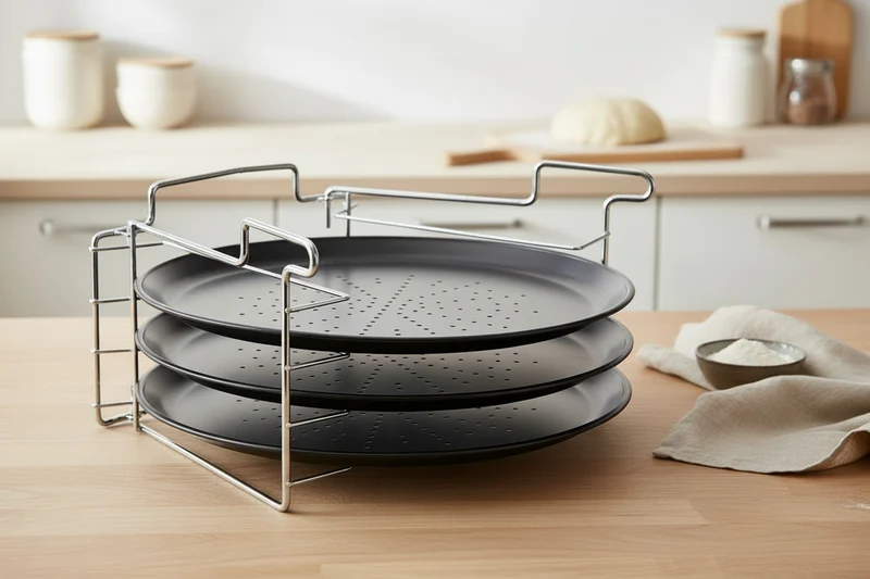 Cookinglife Pizzablech Metall 32 cm Antihaft - Pizza Backblech Set 4-teilig