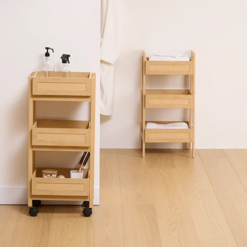 Japandi houten trolley met webbing-look Five®