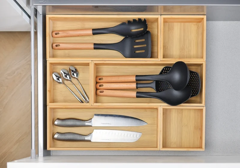 Cookinglife Kochgeschirr Set - Kochgeschirr Set - Holz schwarz 5-teilig - Schaumkelle, Suppenlöffel, Spaghettilöffel, Bratschaufel & Servierlöffel