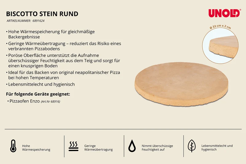 Biscotto di Sorrento Pizzastein rund, für Pizzaofen Enzo 68916