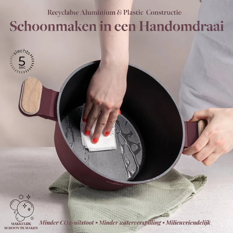 BerlingerHaus Topfset Nordic Matt Bordeaux 7-teilig - Kochtopf ø 20, 24, 28 cm, Bratpfanne ø 20 & 24 cm - Geeignet für alle Wärmequellen