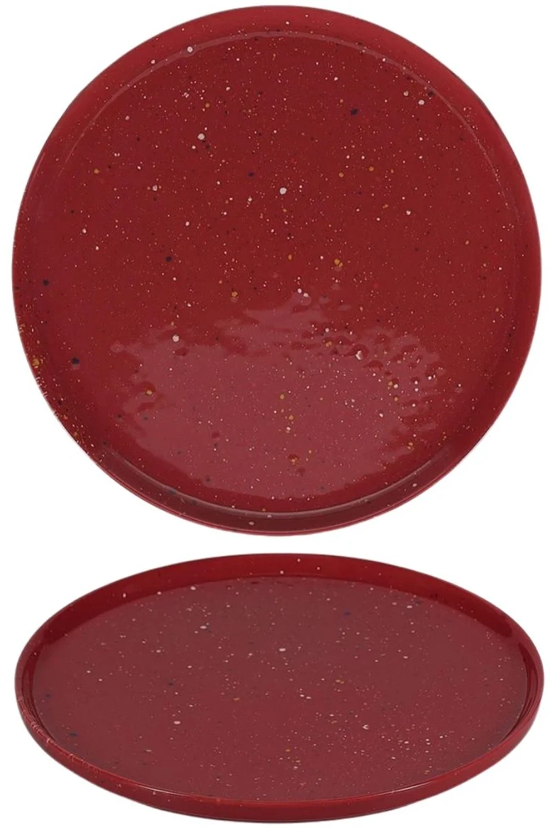ONA Geschirrset Fika Burgundy 12-teilig / 4 Personen - 4 Speiseteller, 4 Frühstücksteller und 4 Schalen