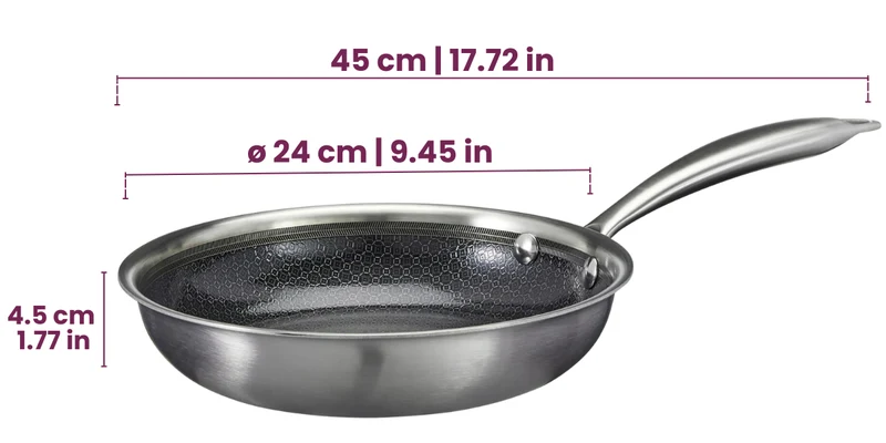 Cookinglife Bratpfannenset HexaCook Hybride Pfanne 3-teilig - ø 20, 24 & 28 cm - NON STICK - geeignet für alle Wärmequellen - keramische Antihaftbeschichtung