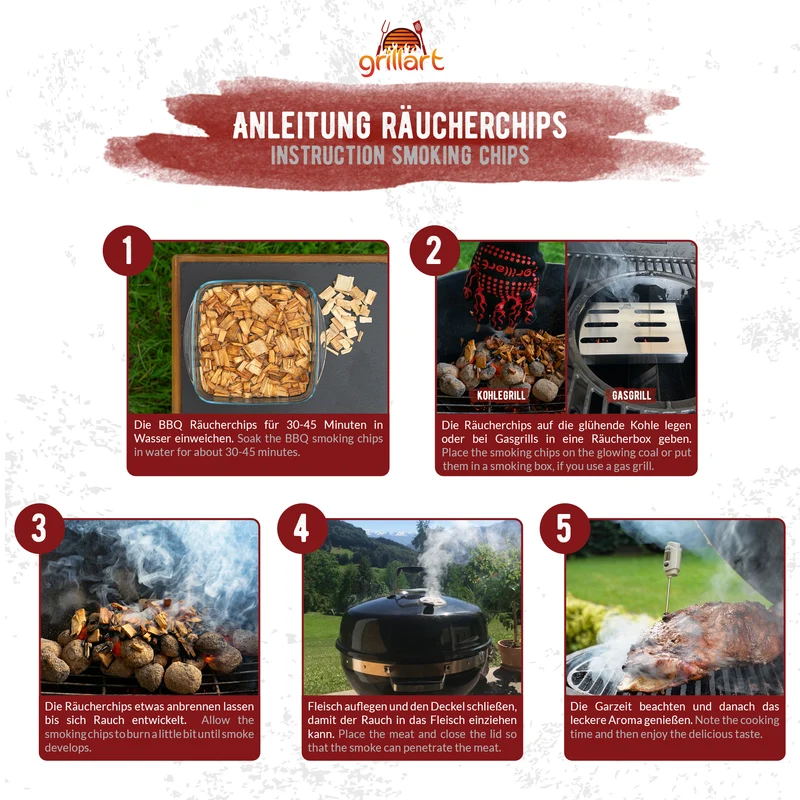 XL Premium Räucherchips Mix – sehr rauchaktives Räucherholz / Holzhackschnitzel Whiskey 750g.