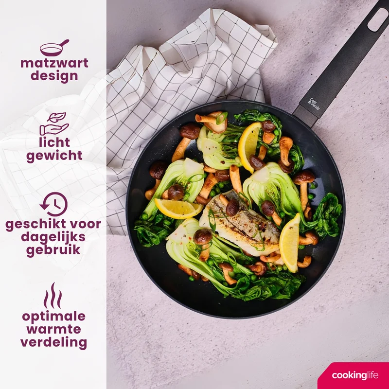 Cookinglife Bratpfanne Black Cera Ø 28 cm – geeignet für alle Wärmequellen – keramische Antihaftbeschichtung