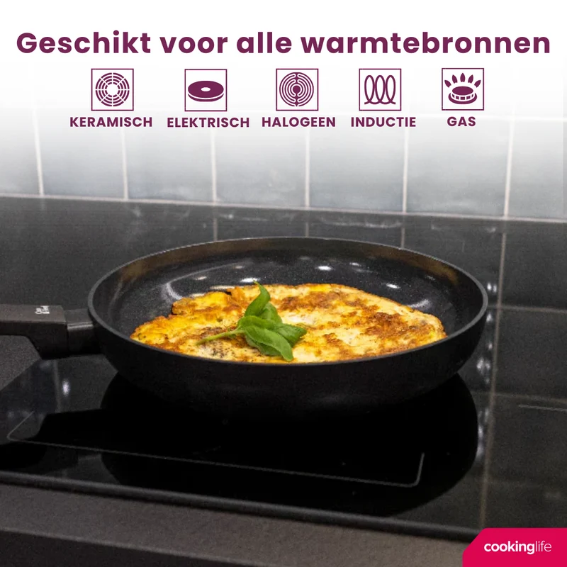 Cookinglife Bratpfanne Black Cera Ø 24 cm – geeignet für alle Wärmequellen – keramische Antihaftbeschichtung