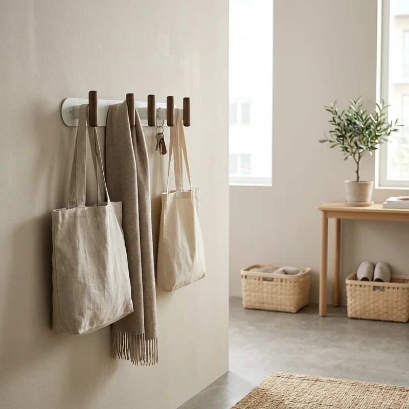 Wandkapstok metaal/hout 40cm met 5 ophanghaken Five® Cassie