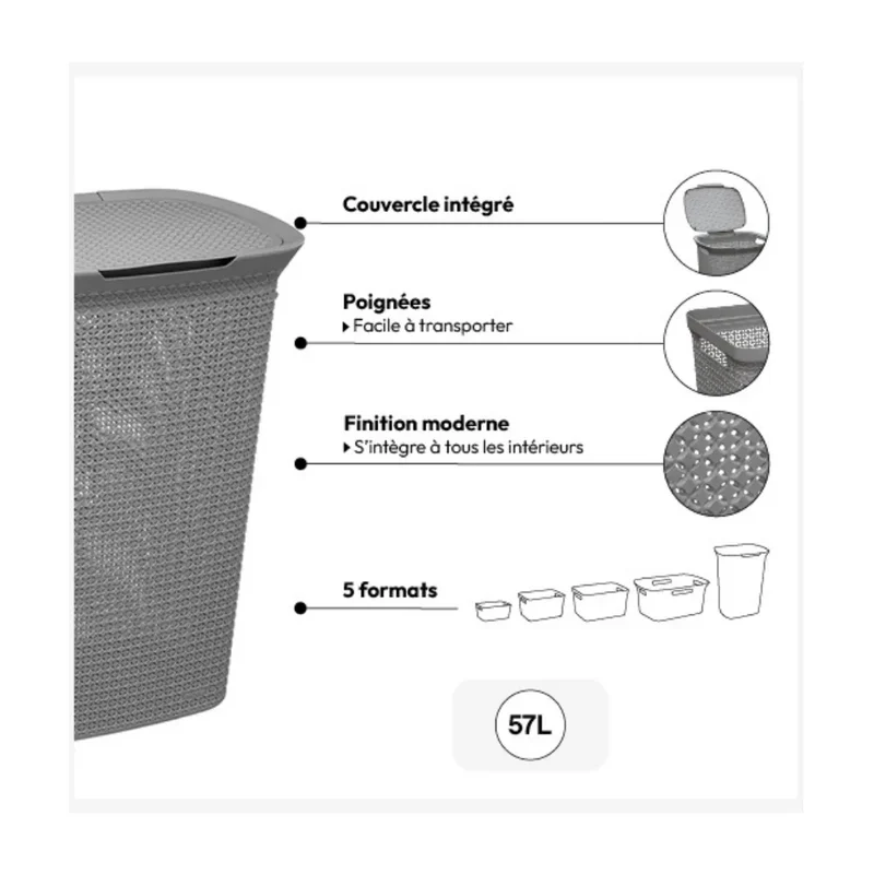 Kunststof wasmand met deksel 57 liter Five®