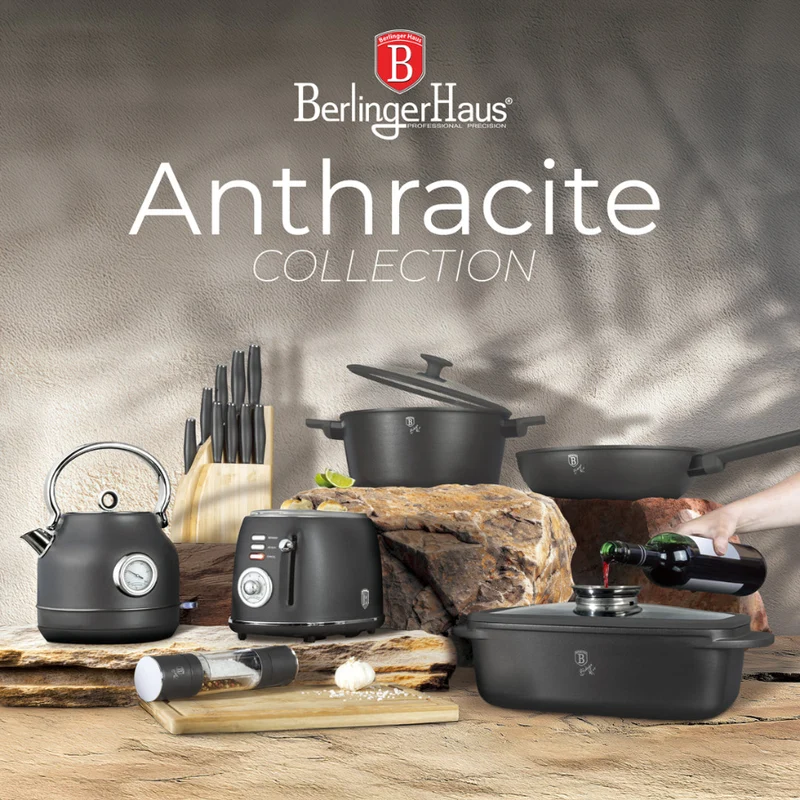 BerlingerHaus Toaster Mat Anthrazit - 2 Schlitze - 850 W